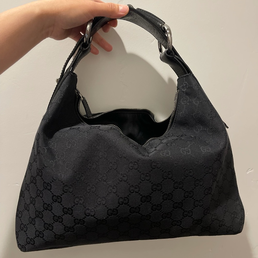Gucci Black Monogram Shoulder Bag